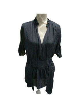 Bcbg slate gray silk sheer blouse